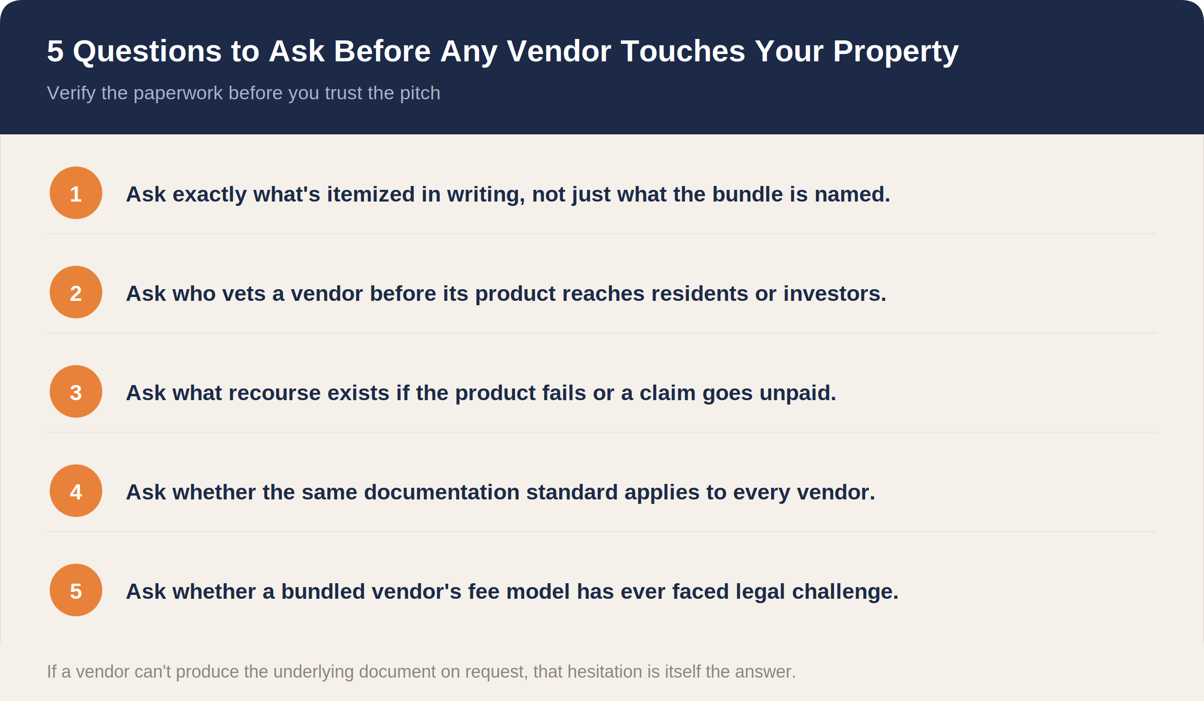 5 vendor vetting questions