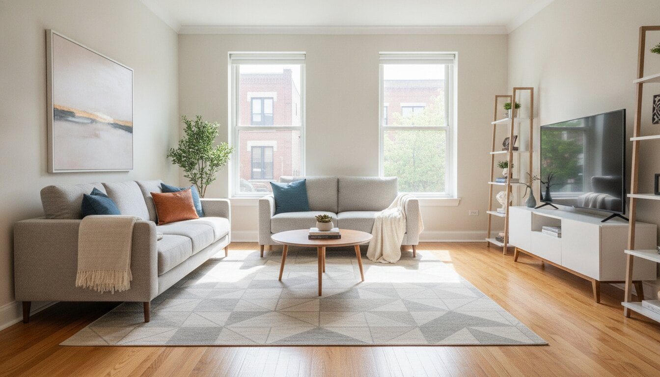 A bright, move-in-ready Milwaukee rental interior staged for listing photos
