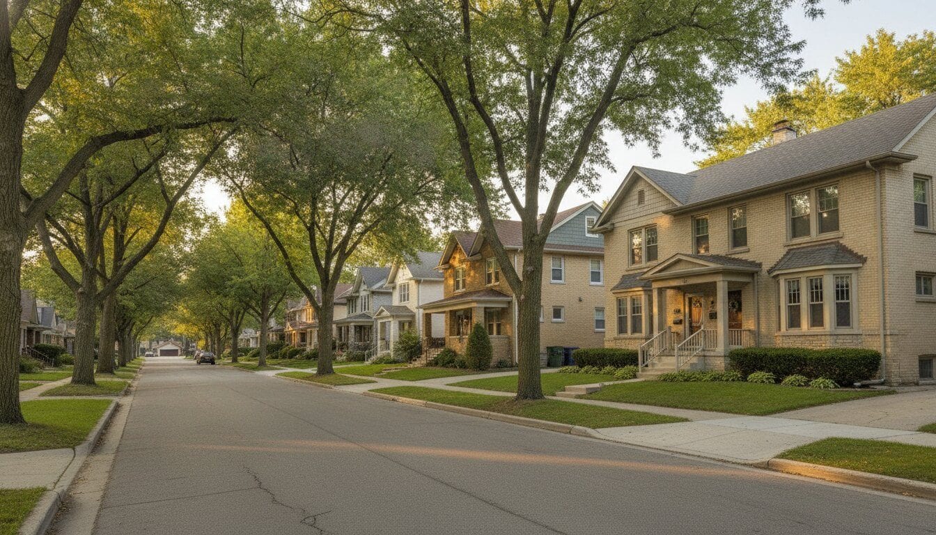 Well-kept Milwaukee duplex and single-family rental homes on a tree-lined street